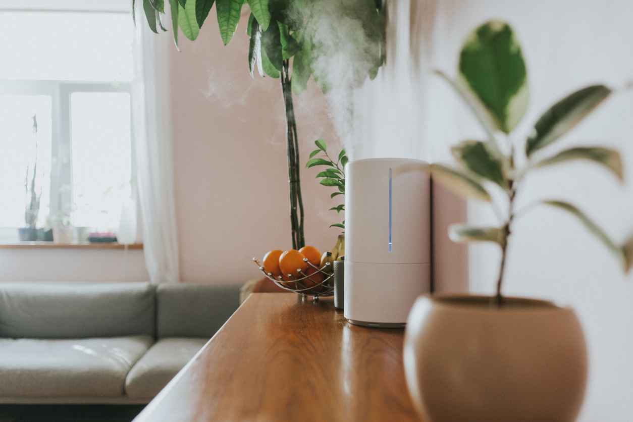 Air Humidifier increasing the humidity in a living room for better air