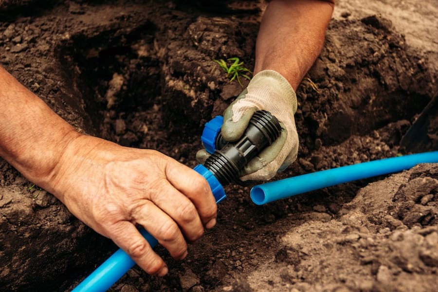 Water line repair performed by a professional plumber